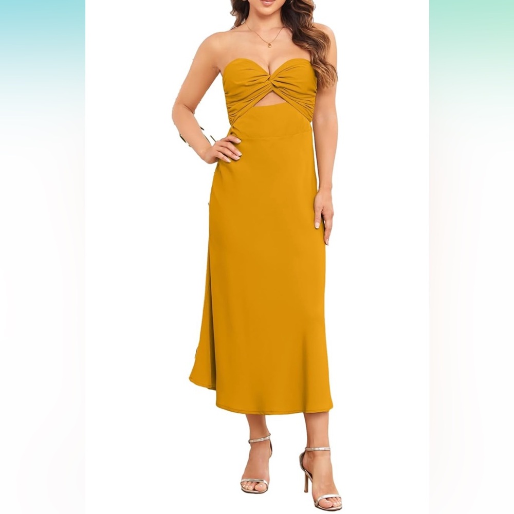 Sunset yellow long midi dress
